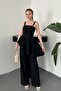 Black Flounce Blouse and Pants Set - 2