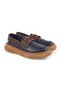 Women's Casual Shoes Genuine Leather Two-Color Lace-Up Boat Type Thick Textured Sole Loafer 26Y-7580 - 3