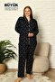 Plus Size Women's Pajama Set - Buttoned Lycra Viscose Fabric 2919Uyb