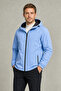 Men's Blue Removable Hooded Water and Wind Resistant Zippered Raincoat&Windbreaker