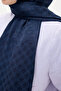 Italian Jacquard Shawl Checkerboard Pattern - Navy Blue - 4