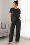 Women's Camisole Black Floral Pajama Set
