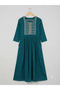 Teal Embroidered Rayon Anarkali Kurti - VVB9529 | Teal-Size:M-38-Inches - 3