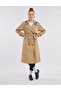Collar Detailed Trench Coat Beige