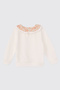 Baby Girl Collared Patterned Ecru Sweatshirt - 2