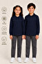 Long Sleeve Polo Collar Tok Fabric Cotton School T-Shirt Unisex School Uniform