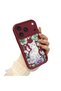 iPhone 17/18 Pro Compatible Case Camera Protective Case with Cat Design Burgundy Loving Couple Silicone Phone Case - 2