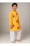 Boys Yellow Cotton Kurta with Printed Design - 5