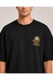 Black Oversize Minimal Turtle Print Design T-Shirt