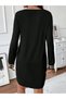 Women's Long Sleeve V-Neck Mini Imported Crepe Dress with Pulpayet Detail - 4