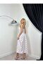 Women's Floral Patterned Square Neck Strappy Gipeli Waist Midi Summer Dress - 6