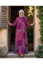 Authentic Pattern Long-Sleeved Buttoned Plus Size Viscose Dress - 3