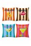Cocktail Drinks Patterned 4-Piece Throw Pillow Cover Set - 3