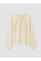 Ecru Tie-Neck Ruffled Chiffon Blouse - 2