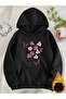 Butterfly Flower Printed Oversize Unisex Women'S/Men's Hooded Sweatshirt