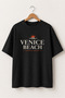 Unisex Black Oversize T-Shirt Short Sleeve Summer Combed Cotton Summer T-Shirt Minimal Venice Beach Printed Black Oversize T-Shirt - 5
