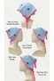Betty Bands Women's Blue White Striped Floral Patterned Triangle Bandana Fuchsia Pompom Detailed Tie-On Scarf Shawl Hair Accessory - 4