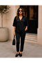 Women's Short Sleeve V-Neck Buttoned Blouse