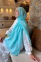 Line Gg Pattern Aura Cotton Jacquard Shawl Turquoise - 4