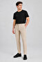 Men's Beige Slim Fit Classic Casual Flexible Comfortable Fabric Trousers - 4