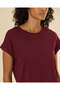 Women Burgundy Plain Extended Shoulder T-Shirt - 4