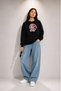 Women's Coffee Rabbit Graphic Printed Comfortable Fit Crew Neck Black Sweatshirt - 3