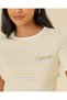 Women Yellow And White Striped Rib T Shirt - 4