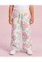 Girls Cream Floral Printed Wide Leg Track Pants