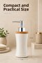 Porcelain Liquid Soap Dispenser with Bamboo Lid 300 ml Beige - 2