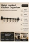 Black Metal Kitchen and Bathroom Hanger Multi-Purpose 6-Hook Hanger Rail