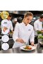 5 White Women's Chef Jackets with Your Logo - Gabardine Fabric Professional Chef Jacket - 3