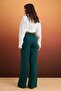 Petrol  %100 Keten Beli Lastikli Normal Bel Wide Leg Pantolon TWOSS26PL00048 - 4