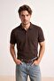 Brown Regular Cut Textured Polo Collar T-Shirt Tmnss26Po00047