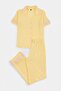 Sarı %100 Pamuklu Fırfırlı Pointel/Fitilli Örme Pijama Takımı THMAW27PT00031 - 5