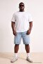 Unisex Large Size White-White Oversize 2'Li Package 100% Cotton T-Shirt Tmnss24Bf00042 - 4