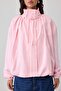 Pembe Oversize Dik Yakalı Keten Görünümlü Bomber Mont TWOSS26MO00026 - 3