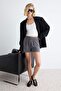 Anthracite Pleated Wide Leg Pique Fabric Knitted Shorts & Bermuda Twoaw27Sr00018 - 2