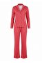Bordo-Pembe %100 Pamuklu Çizgili Biye Detaylı Örme Pijama Takımı THMAW21PT0614 - 5
