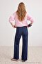 Koyu Mavi Orta Esnek Yüksek Bel Flare Jeans TWOAW27JE00044 - 3