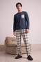 Anthracite Regular Fit Plaid Pocket Detailed Knitted Pajama Set Tmnaw27Pt00006 - 2