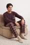 Brown Regular Plaid / Checkered Pocket Detailed Knitted Pajama Set Tmnaw27Pt00007 - 4