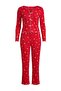 Kırmızı %100 Pamuklu Çiçekli Kurdele/Fiyonklu Fitilli/Pointel Örme Pijama Takımı THMAW26PT00070 - 3