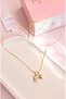 Xuping Necklace Women's Gold Color Letter F and Heart Zircon Stone Steel Necklace - 7