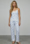 White Floral Rope Strap Lace Detailed Viscose Knitted Pajama Set 7914 - 2