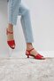 Pola Red Color Women's Short Heels Sandals - 7