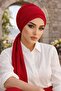 قبعة بونيه مع وشاح باللون العنابي الفاتح