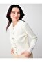 Ecru Straight Fit Round Neck Long Sleeve Knit Cardigan - 3