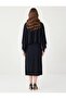 Black Boat Neck Three Quarter Sleeve Knitted Midi Dress - 5