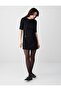 Black Short Sleeve Crew Neck Straight Cut Knitted Dress - 2