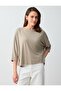 Mink Boat Neck Three Quarter Sleeve Relaxed Fit Knitted T-Shirt